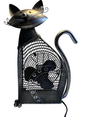 Deco Breeze Cat Fan Metal Sculpture 14” Tall Electric Figurine